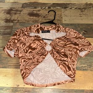 Crop Top Tan Brown mixed very flattering